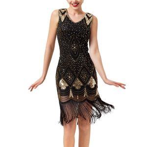 Women's Fringe Dress, Fashion V-Neck Sexy Dresses Tassel Style